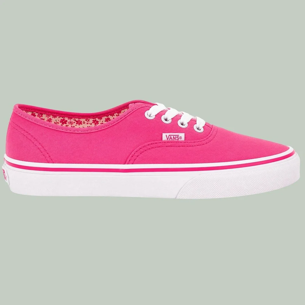 Vans Authentic Neon Pink Canvas Low Top Skate Shoes Mens Size 10